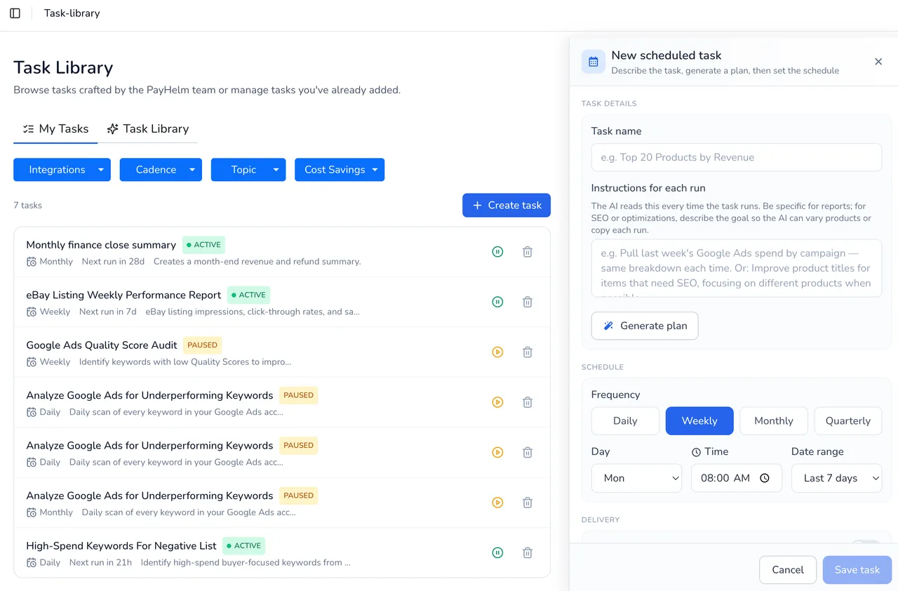 PayHelm agentic task manager