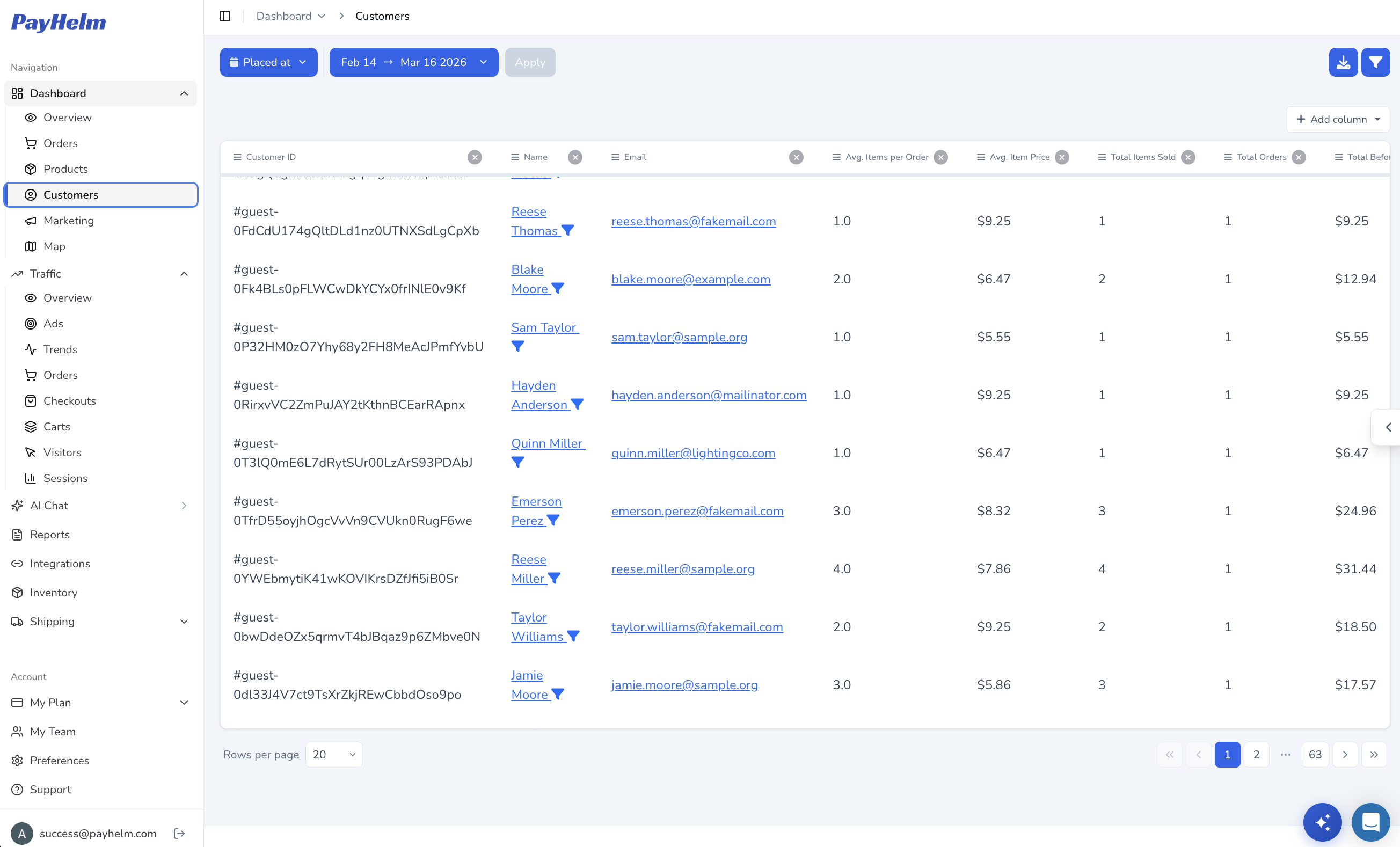 PayHelm Customer Analytics with geographic distribution and customer segmentation