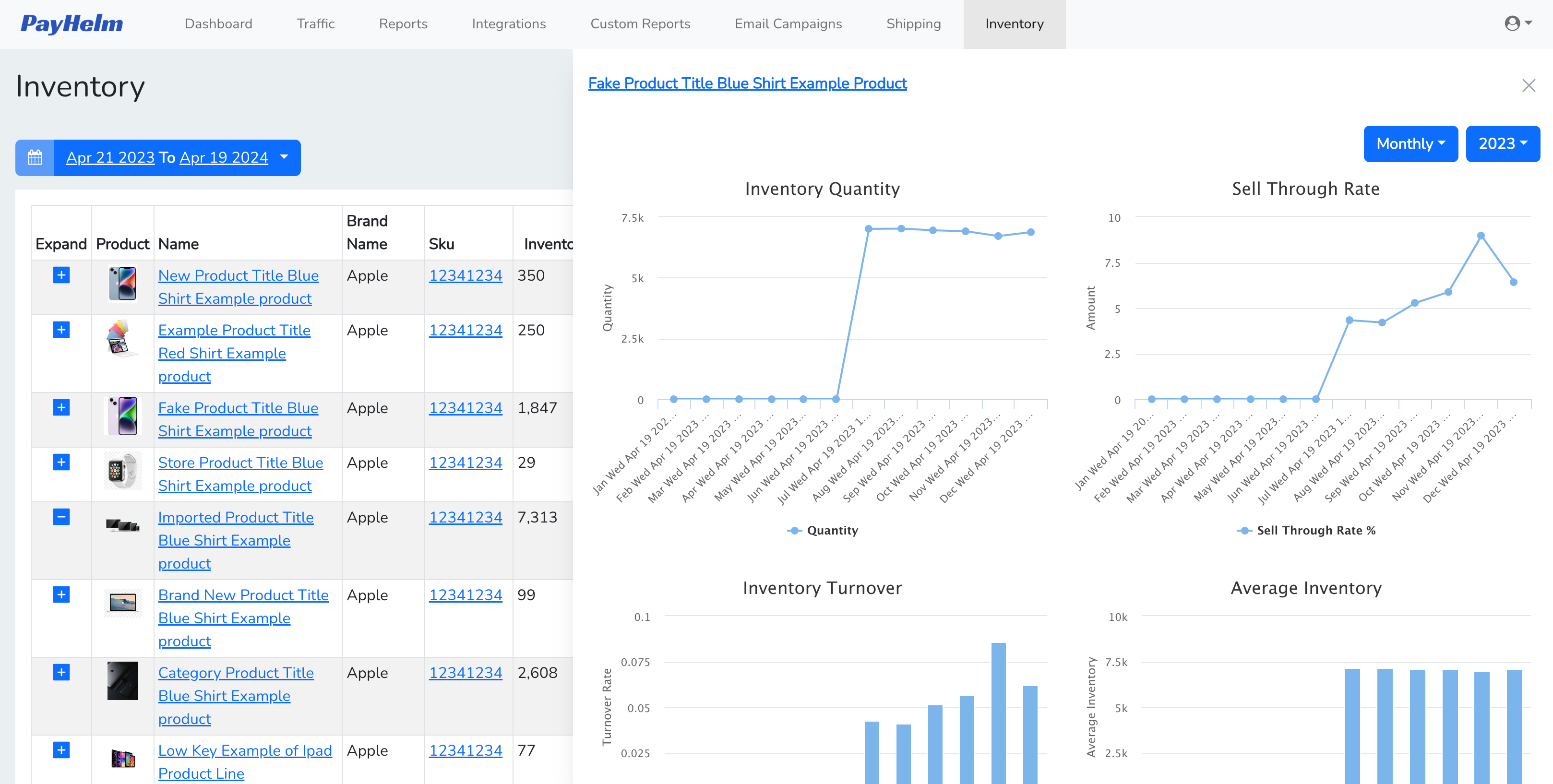 Real-time inventory analytics with stock tracking and turnover rates